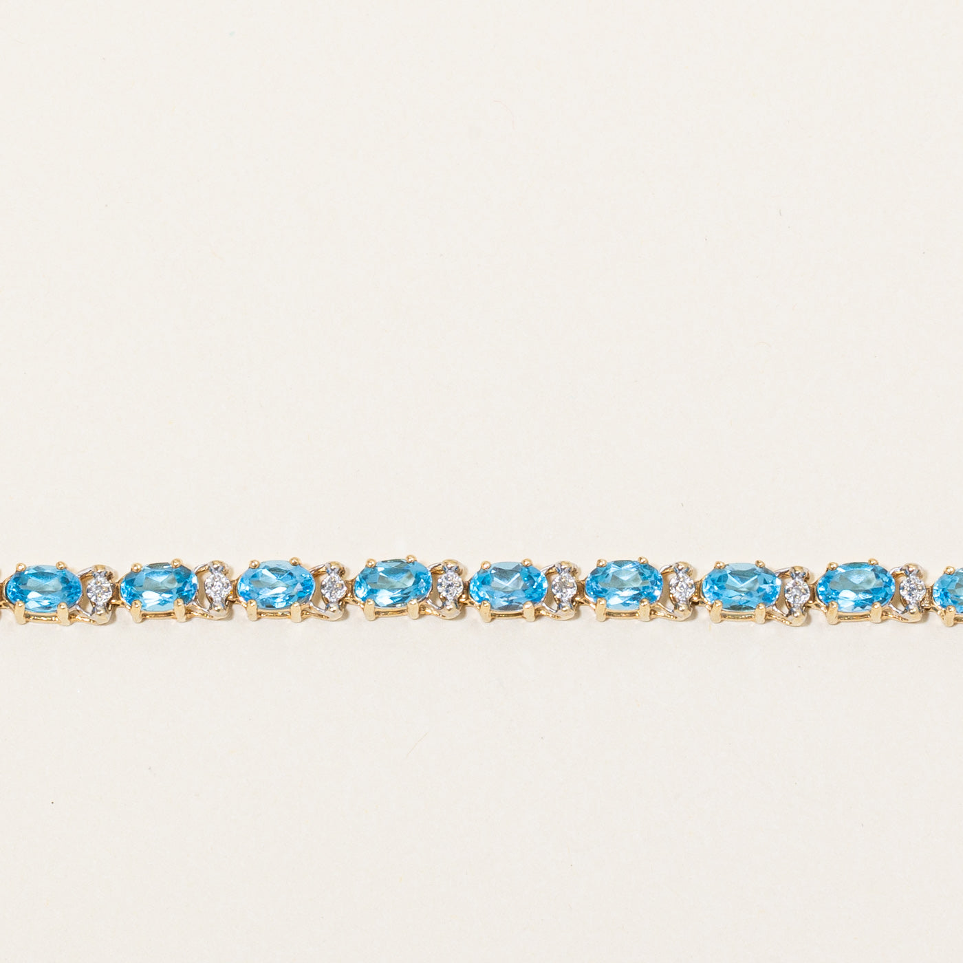 Topaz & Diamond Tennis Bracelet | 9.45ctw, 0.03ctw | 7.5" |
