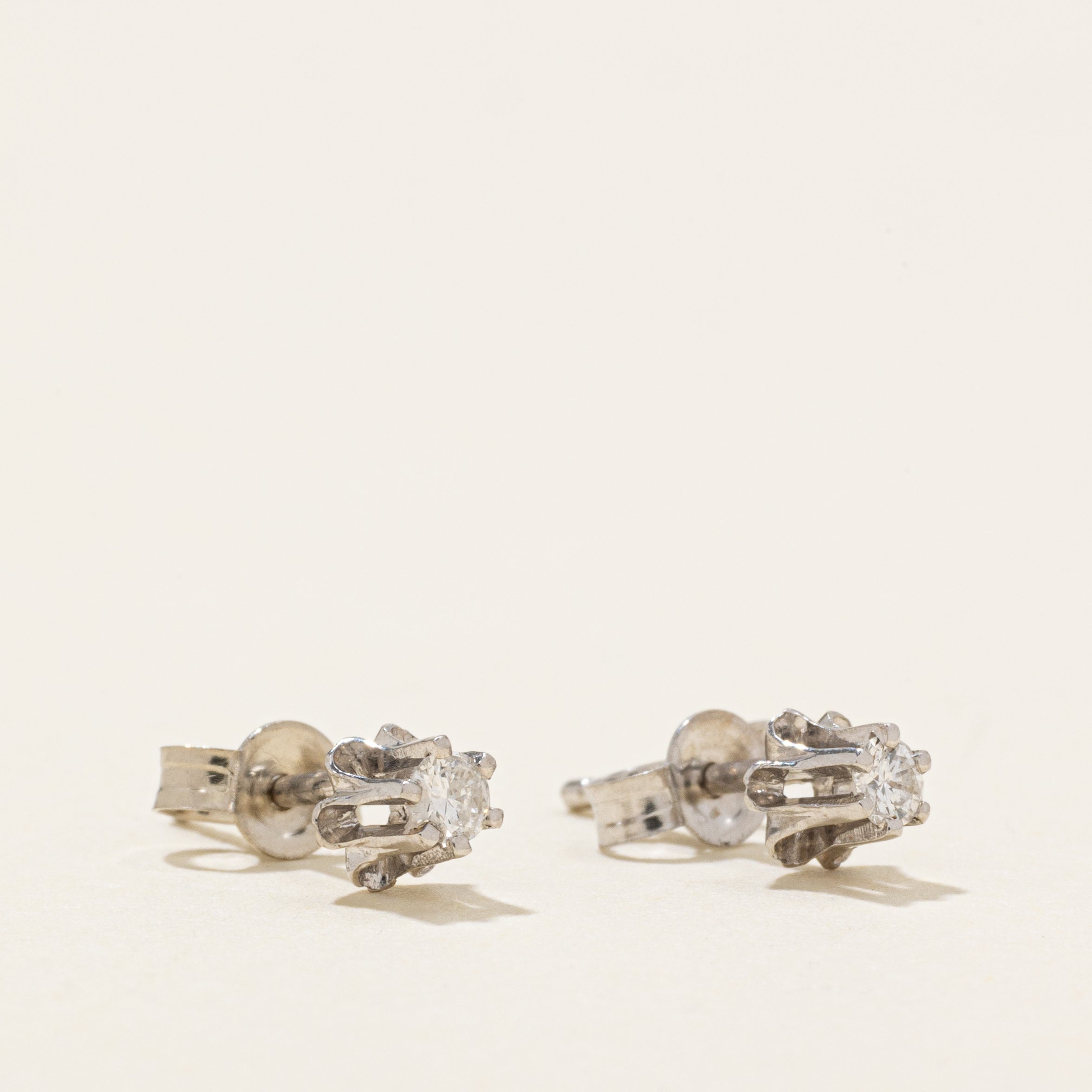 Belcher Set Diamond Stud Earrings