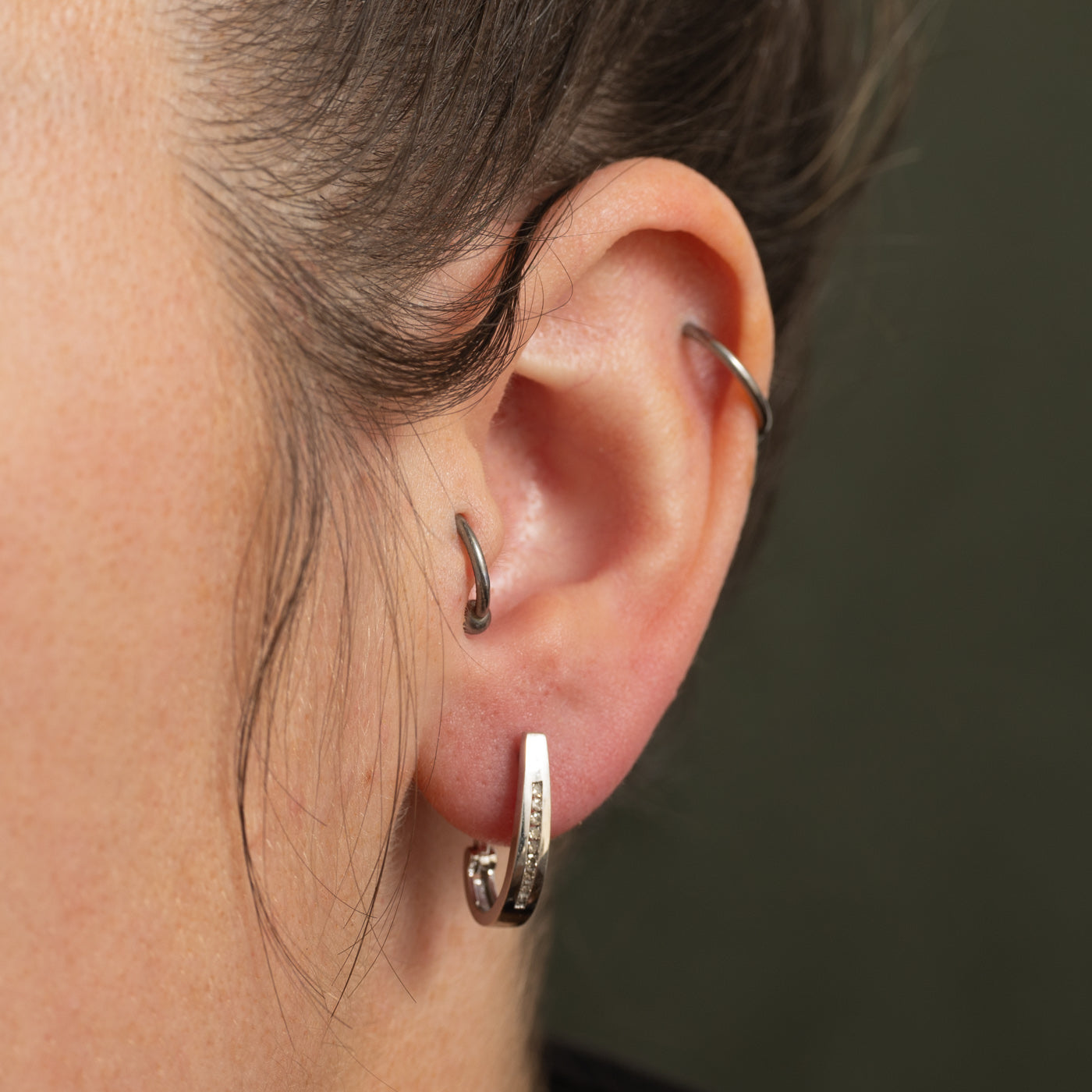 Channel Set Diamond Hoop Earrings