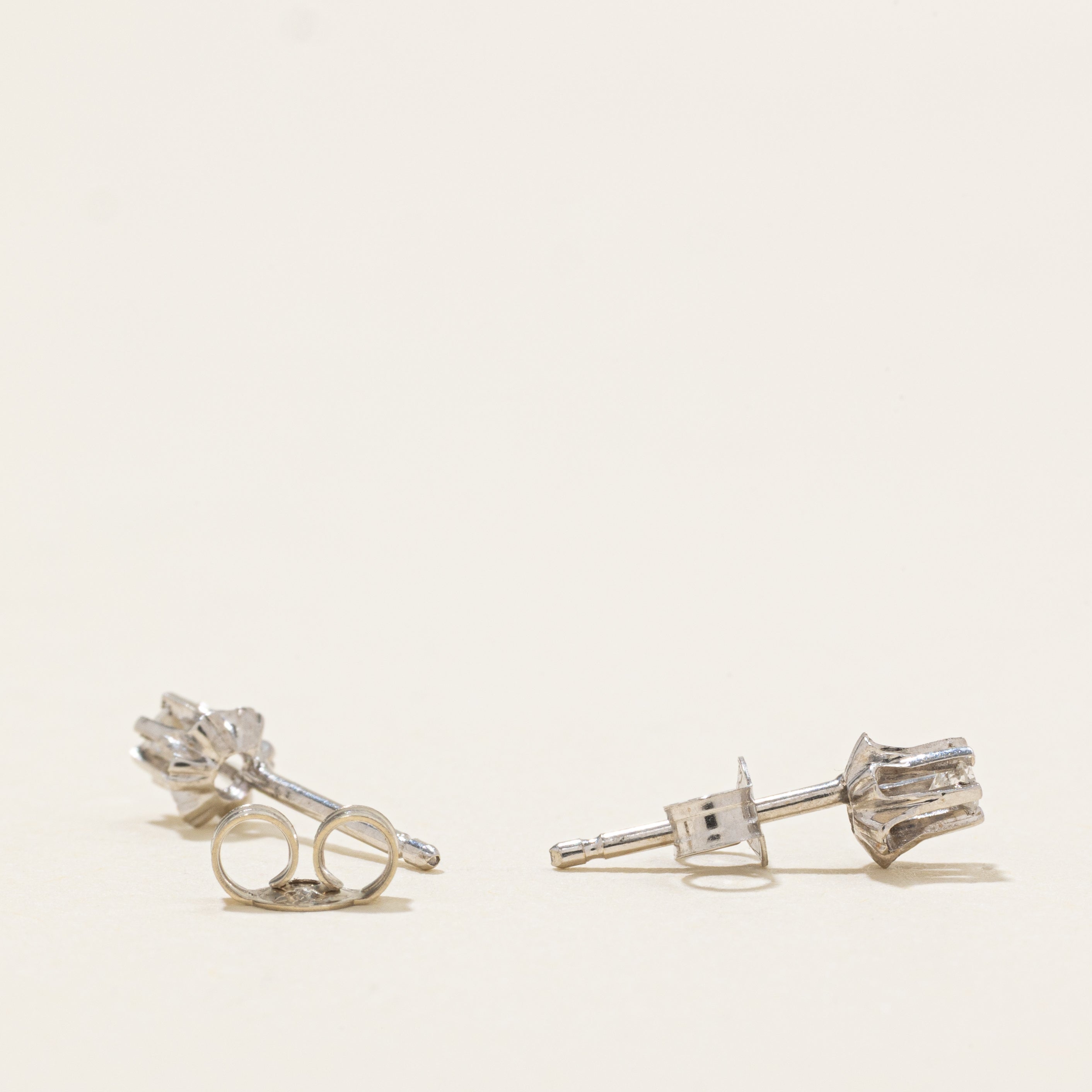 Belcher Set Diamond Stud Earrings