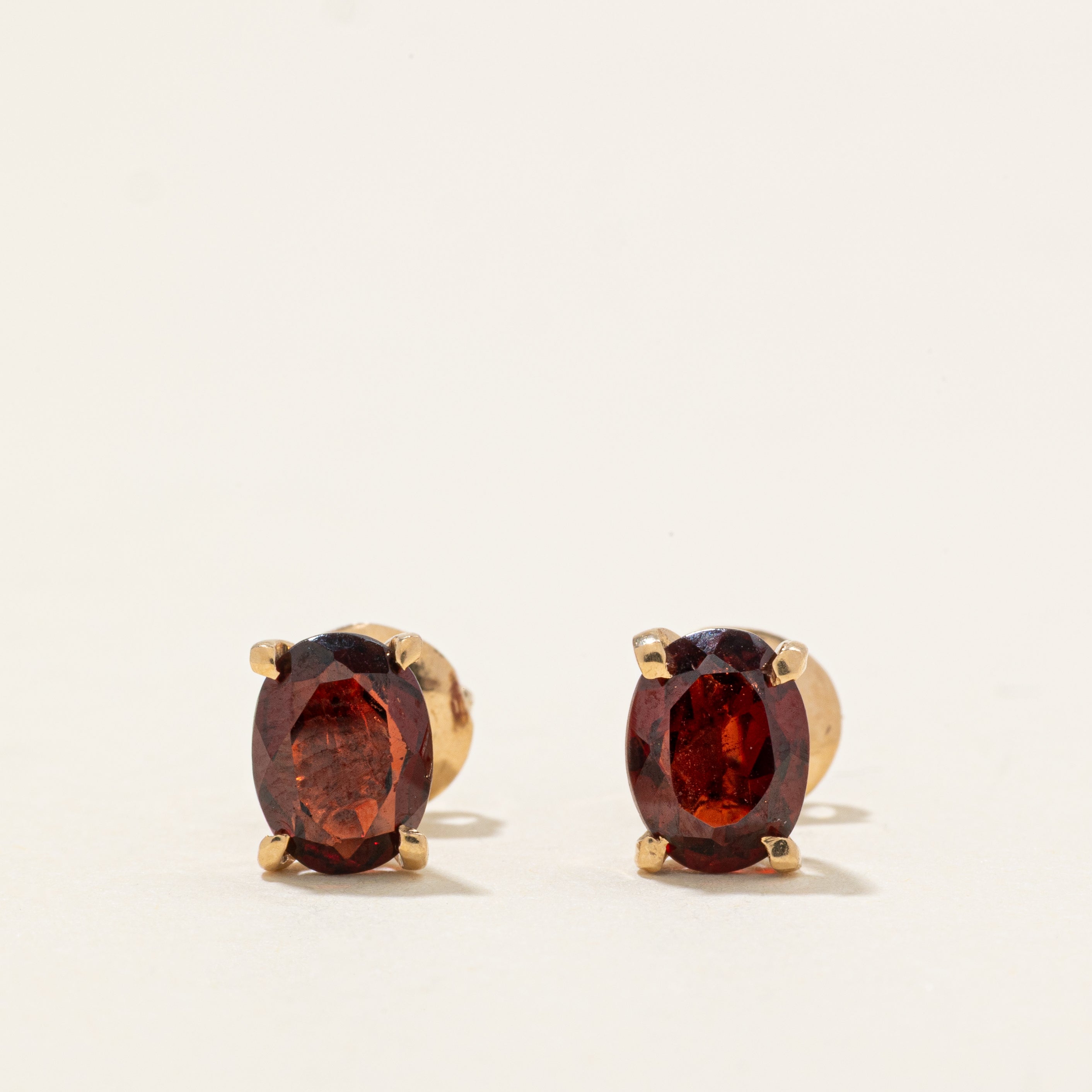 Solitaire Garnet Stud Earrings