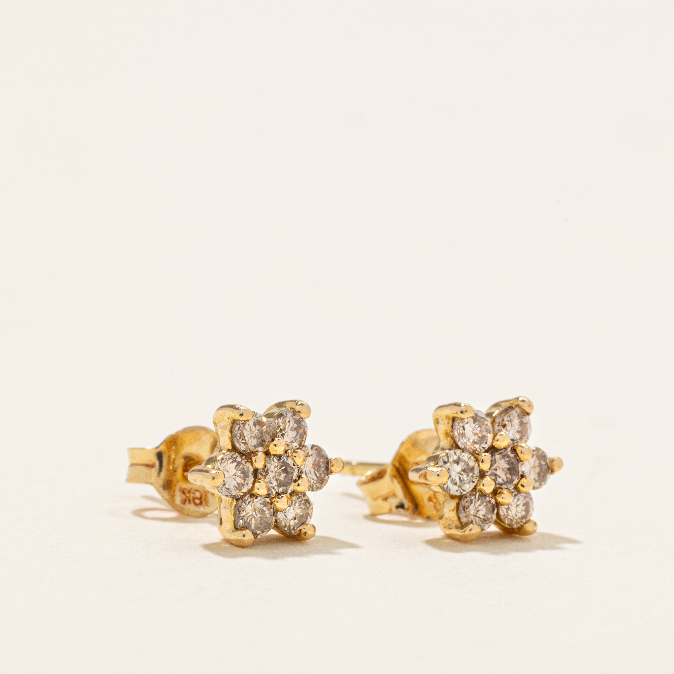 Brown Diamond Star Cluster Stud Earrings