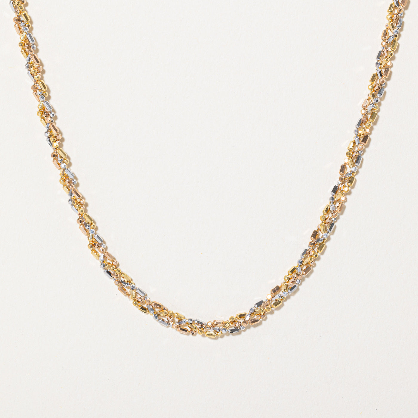 18k Tri Tone Gold Braided Bead Chain | 16" |