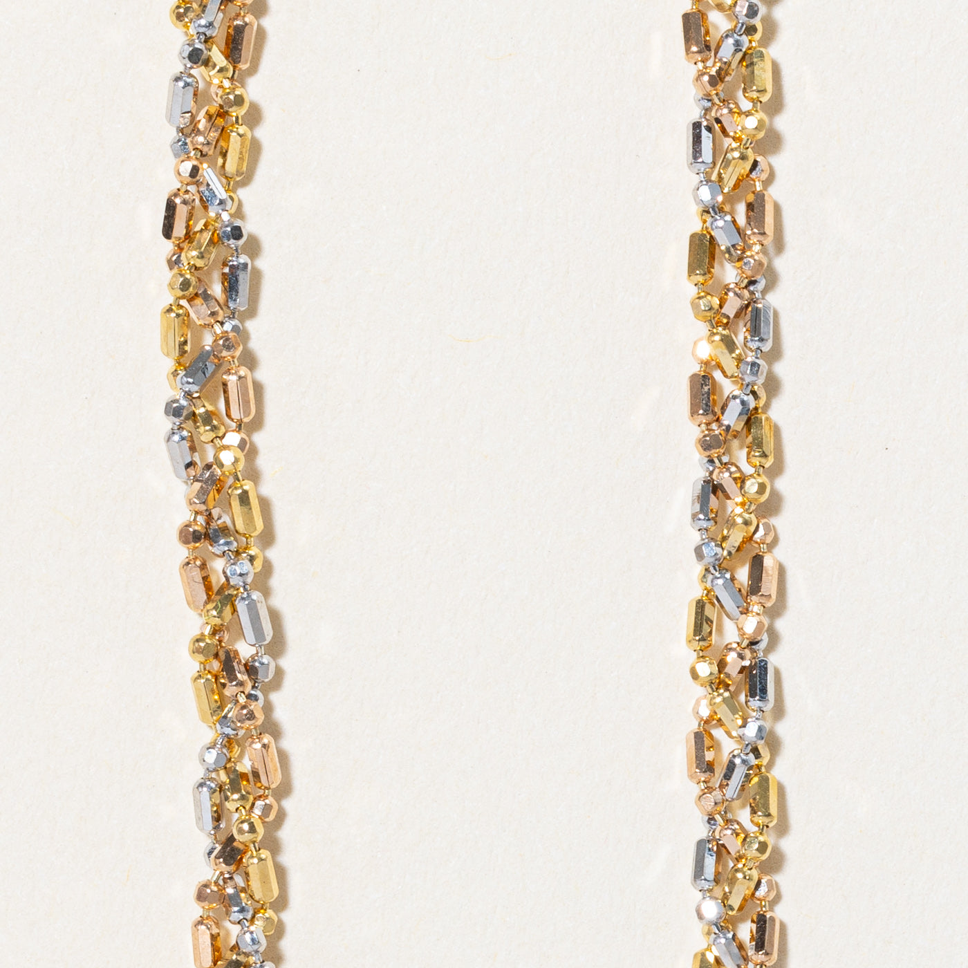 18k Tri Tone Gold Braided Bead Chain | 16" |