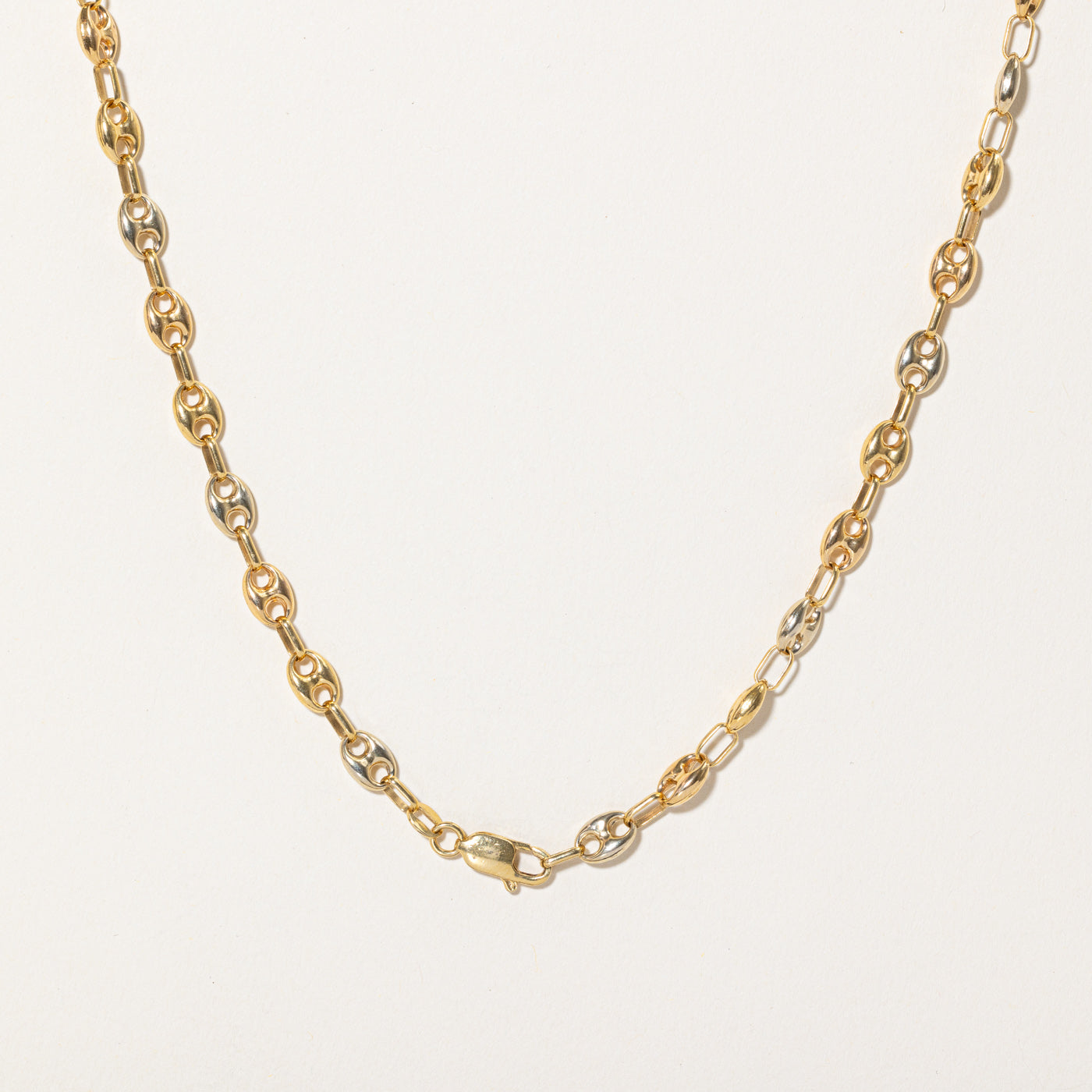 18k Two Tone Gold Puffed Anchor Link Chain | 25" |