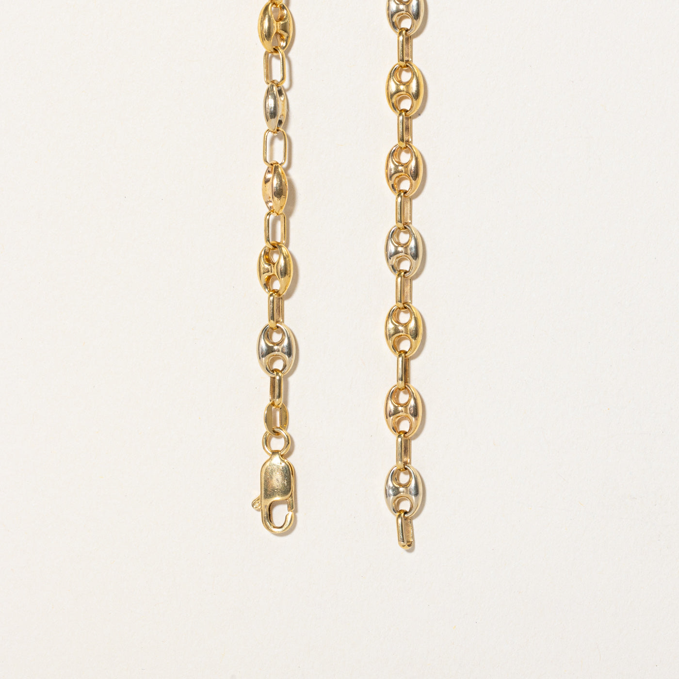 18k Two Tone Gold Puffed Anchor Link Chain | 25" |