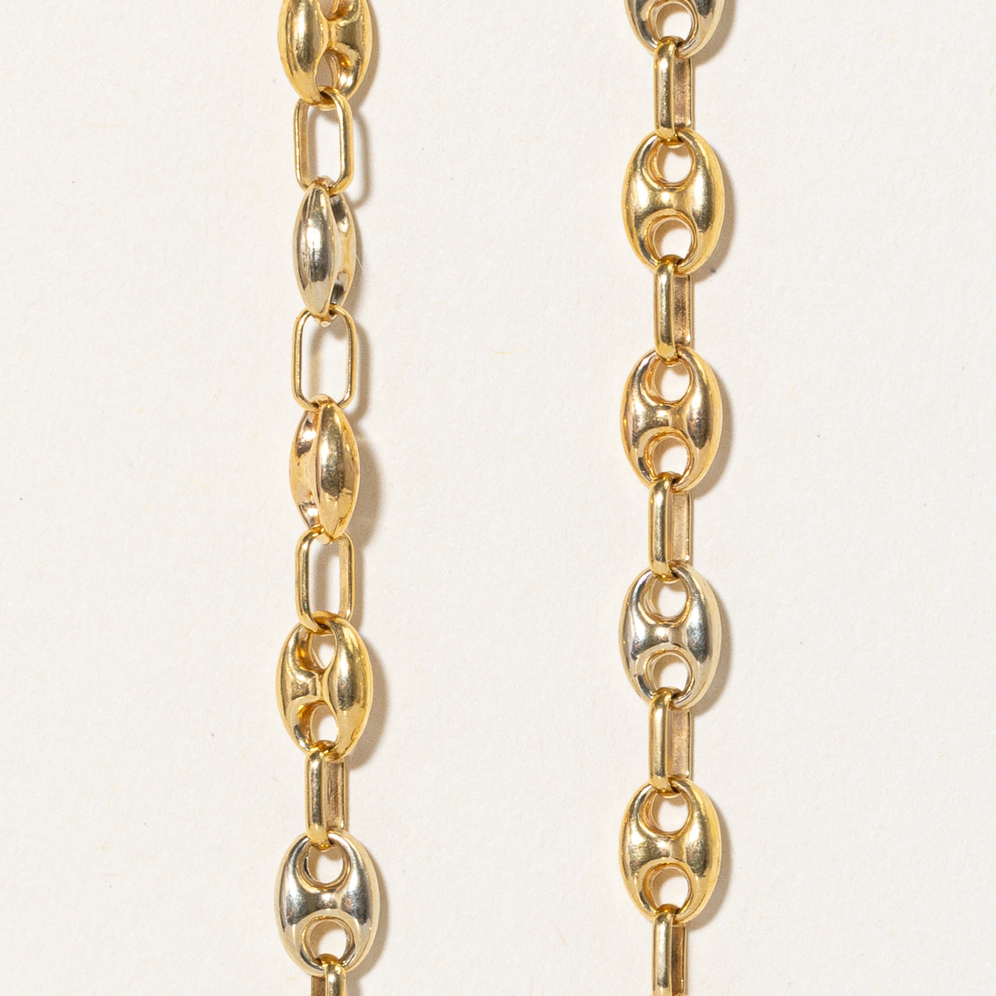 18k Two Tone Gold Puffed Anchor Link Chain | 25" |