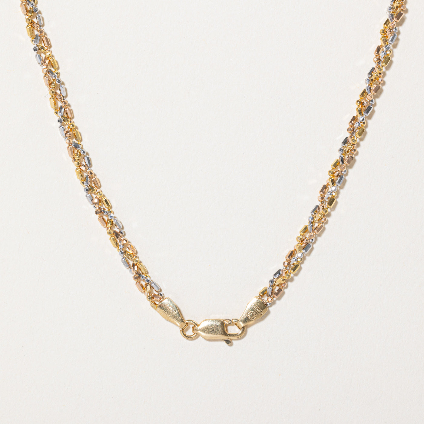 18k Tri Tone Gold Braided Bead Chain | 16" |