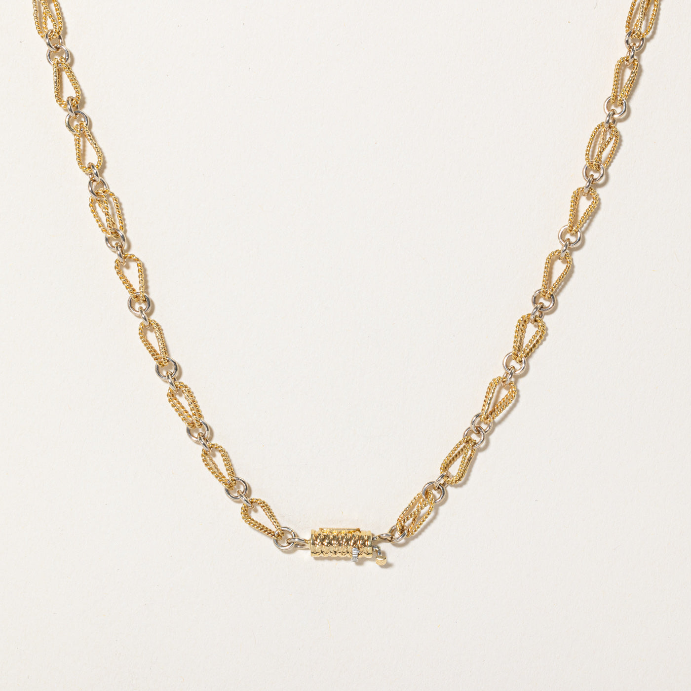 18k Two Tone Gold Textured Loop Chain | 23" |