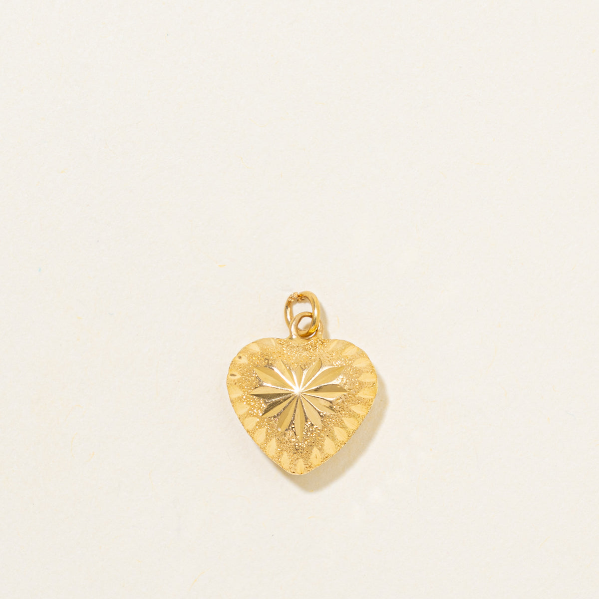 22k Yellow Gold Diamond Cut Puffed Heart Charm