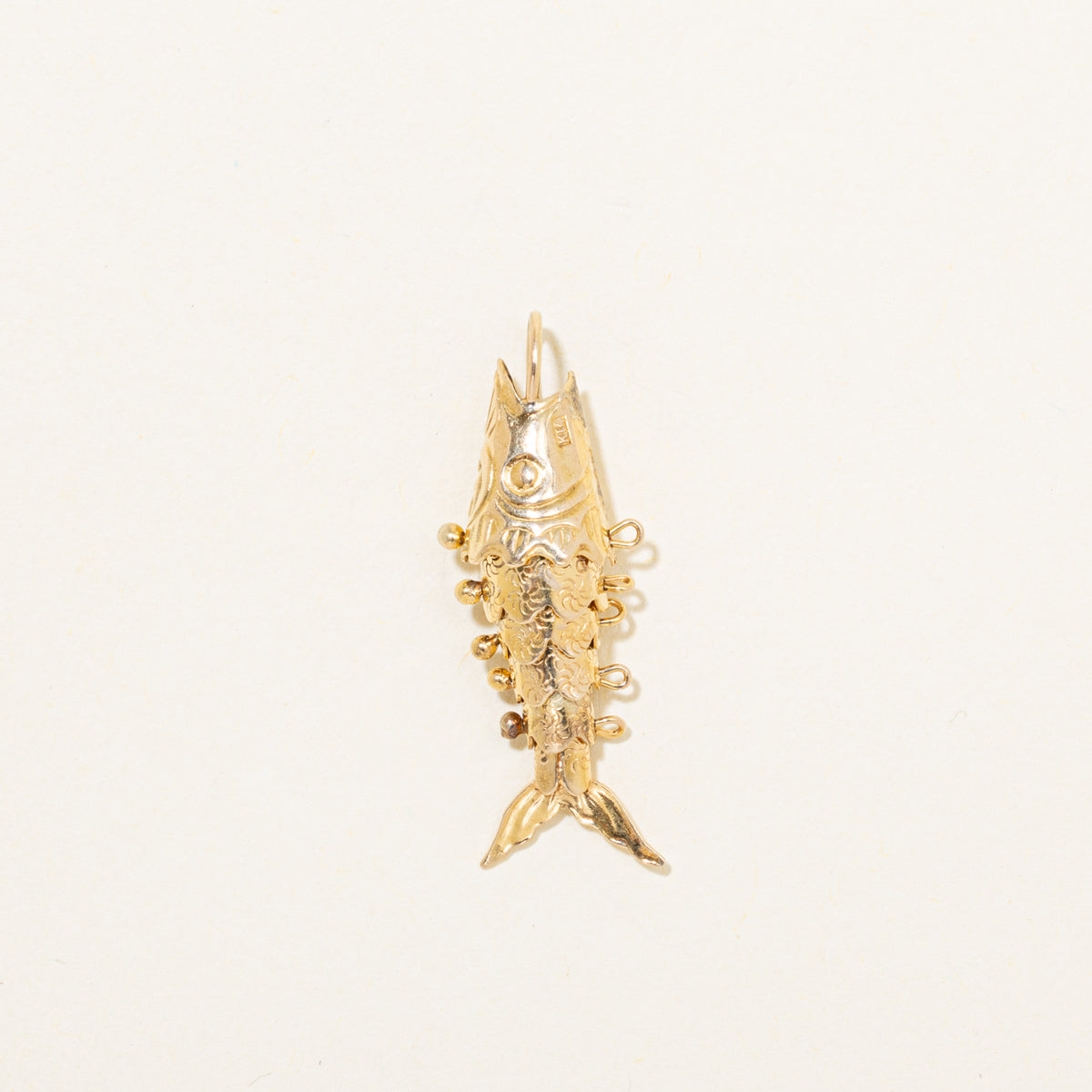 14k Yellow Gold Articulated Fish Charm