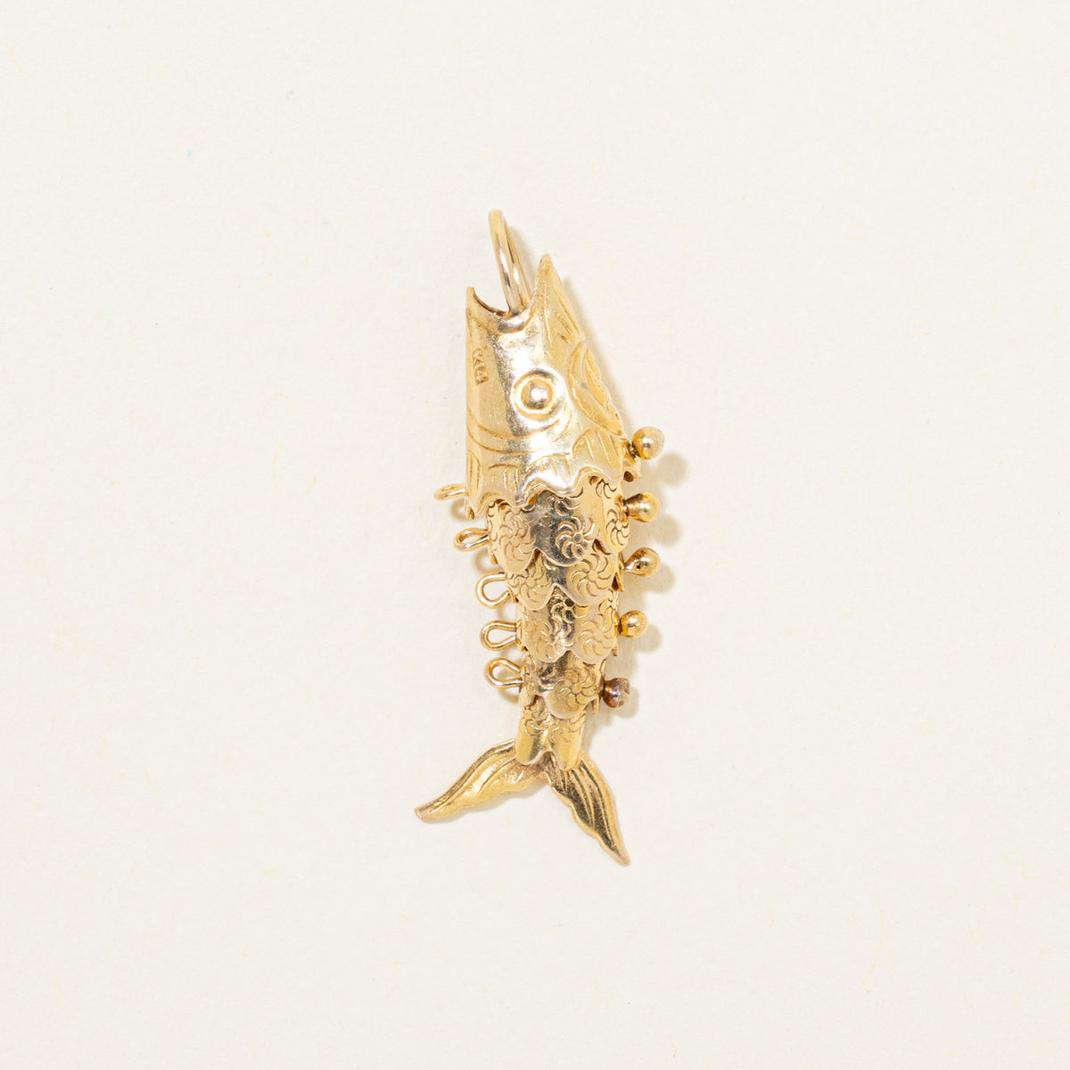 14k Yellow Gold Articulated Fish Charm