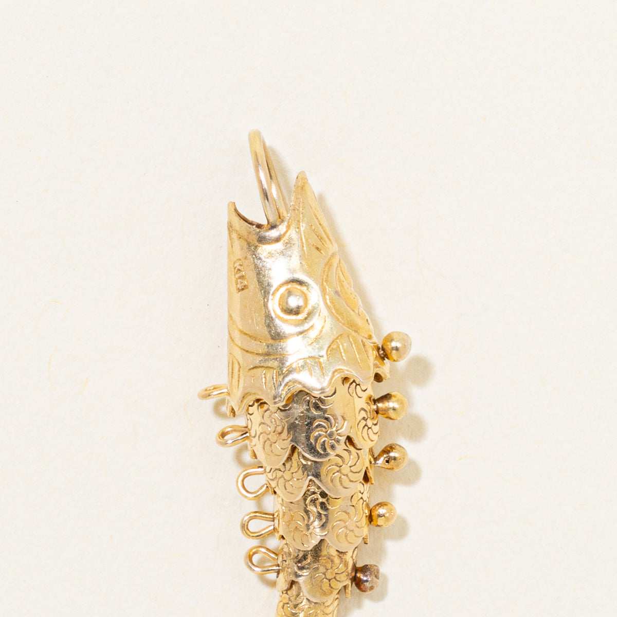 14k Yellow Gold Articulated Fish Charm
