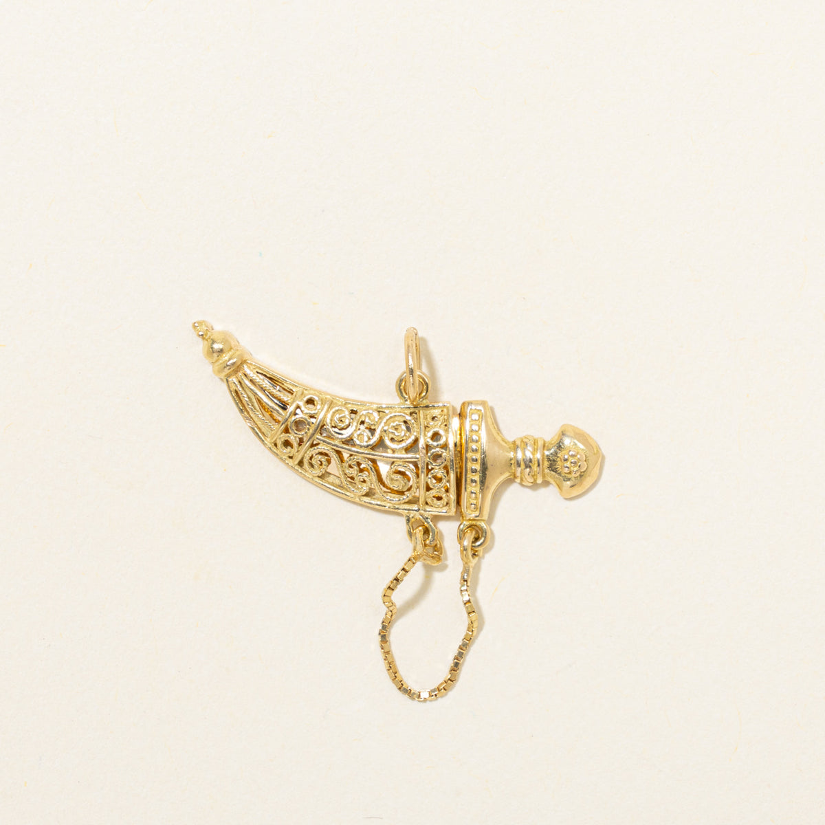 18k Yellow Gold Ornate Dagger & Sheath Charm
