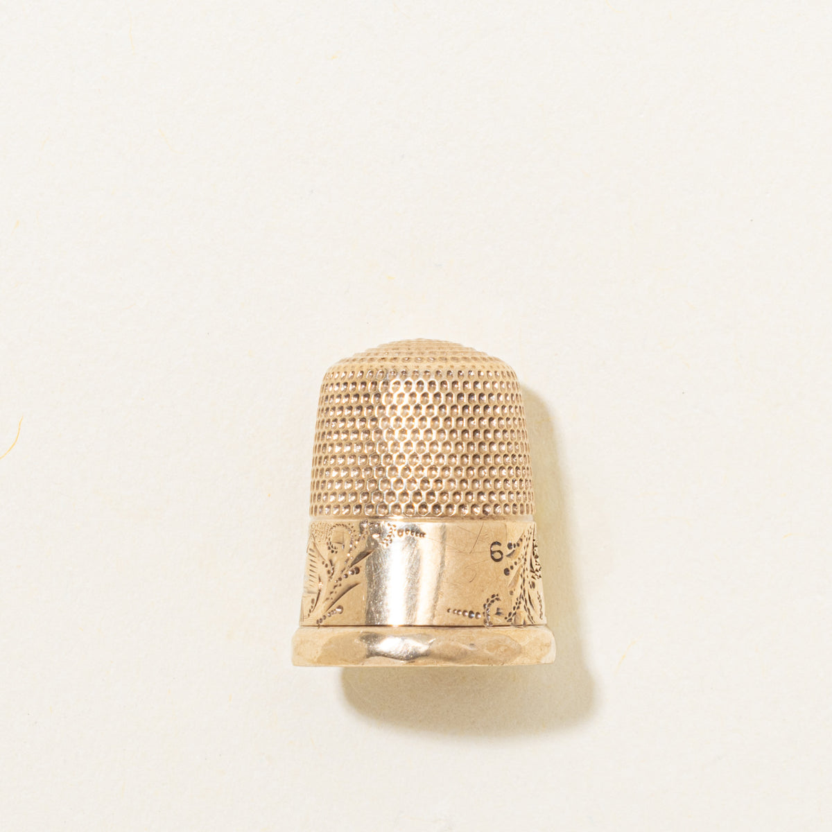 9k Yellow Gold Engraved Floral Thimble