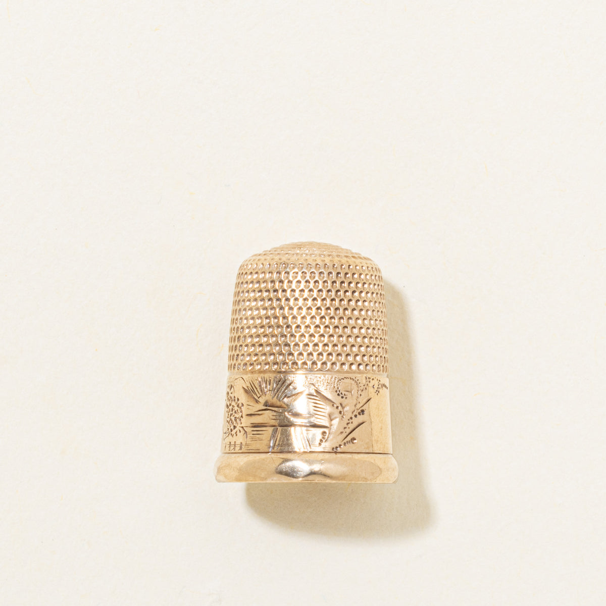 9k Yellow Gold Engraved Floral Thimble