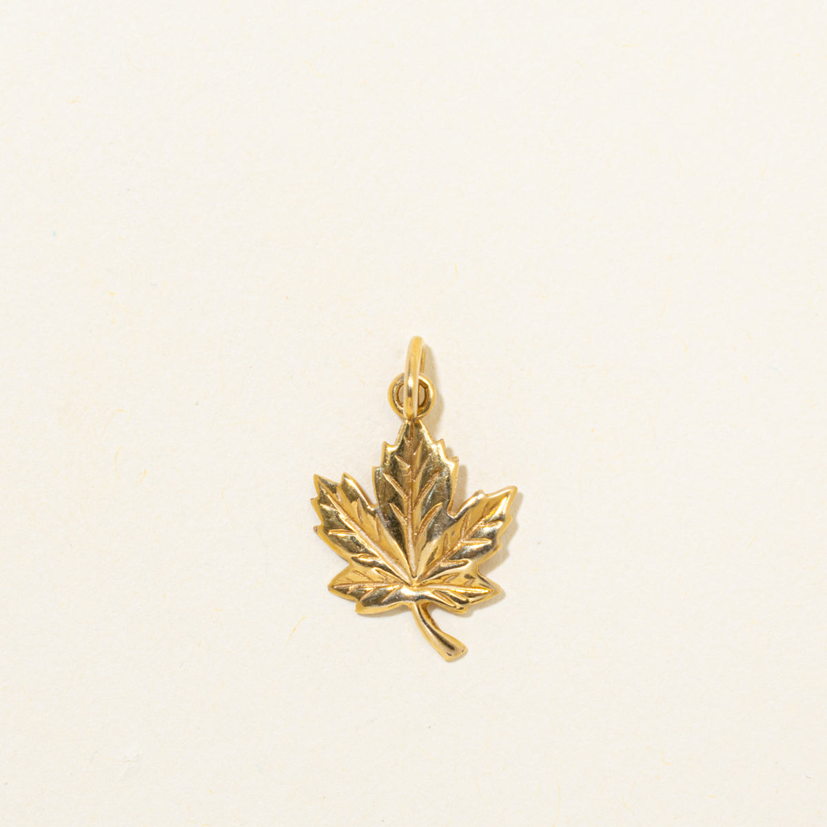 14k Yellow Gold Engraved Maple Leaf Charm