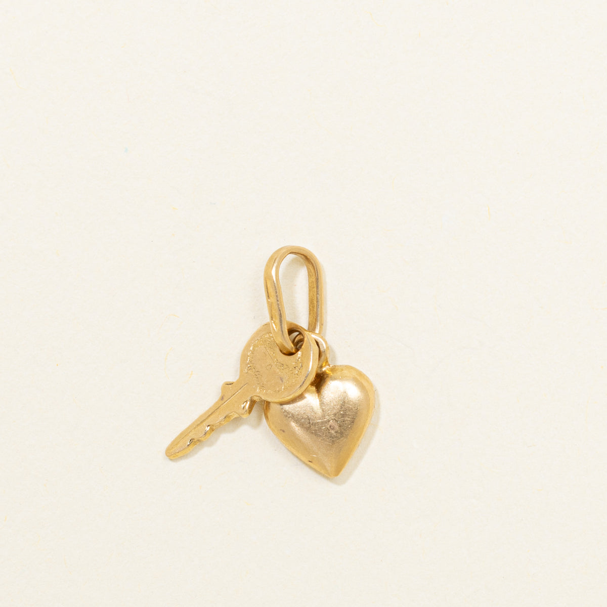 Italian 18k Yellow Gold Key & Heart Charm
