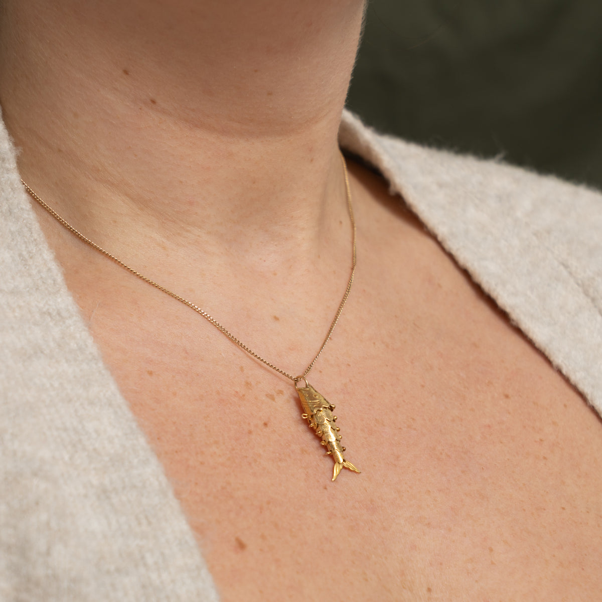 14k Yellow Gold Articulated Fish Charm