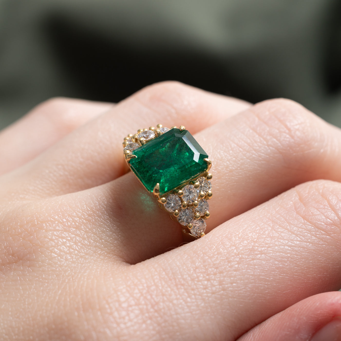 4.83ct AGL Brazilian Emerald & Diamond Ring | AGL 4.83ct | 1.00ctw | SZ 7