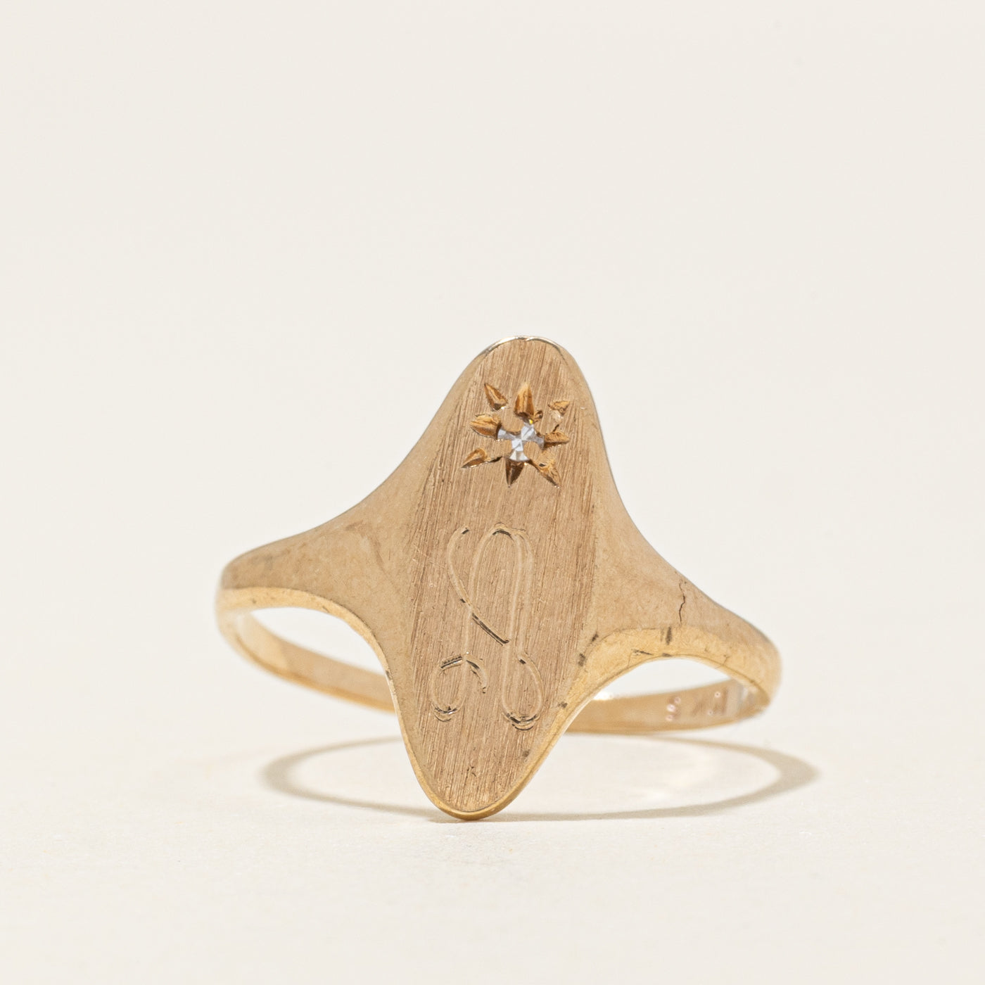 Diamond "A" Initial Signet Ring | SZ 6.75