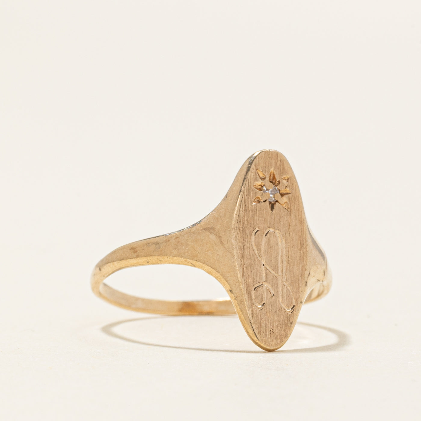 Diamond "A" Initial Signet Ring | SZ 6.75