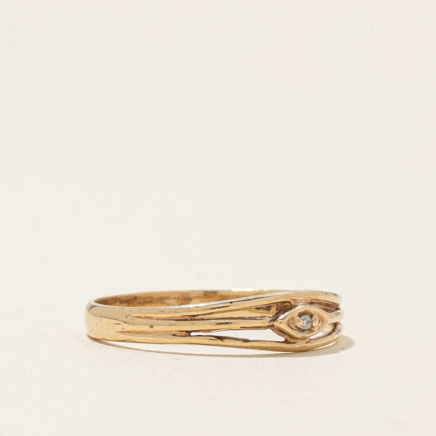 Yellow Gold Diamond Open Shank Band | SZ 6