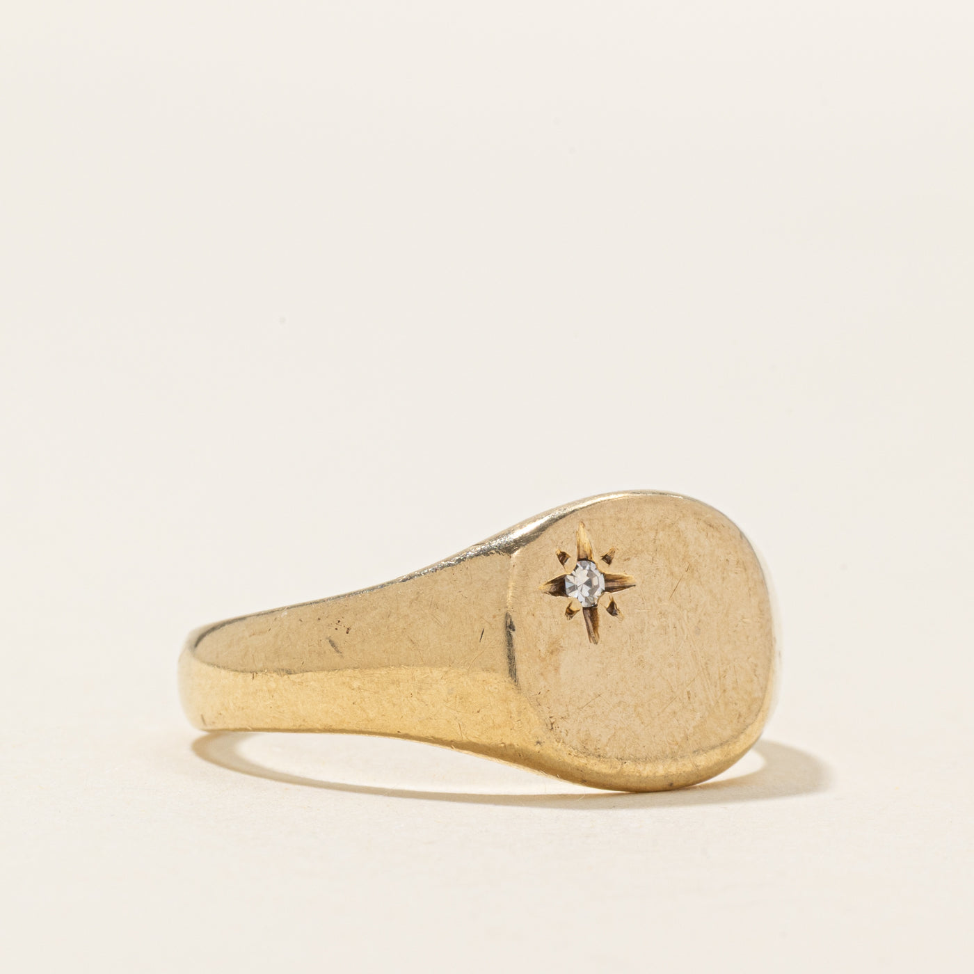 Star Set Diamond "N" Initial Signet Ring | SZ 11.25