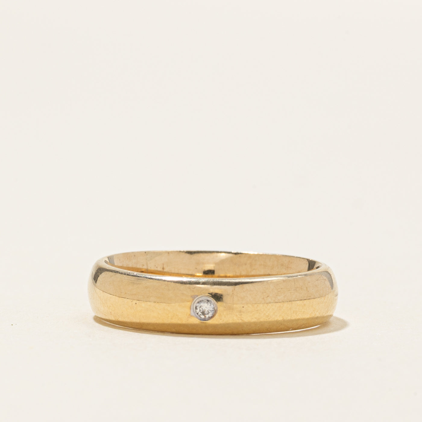 Yellow Gold Flush Set Diamond Band | SZ 6