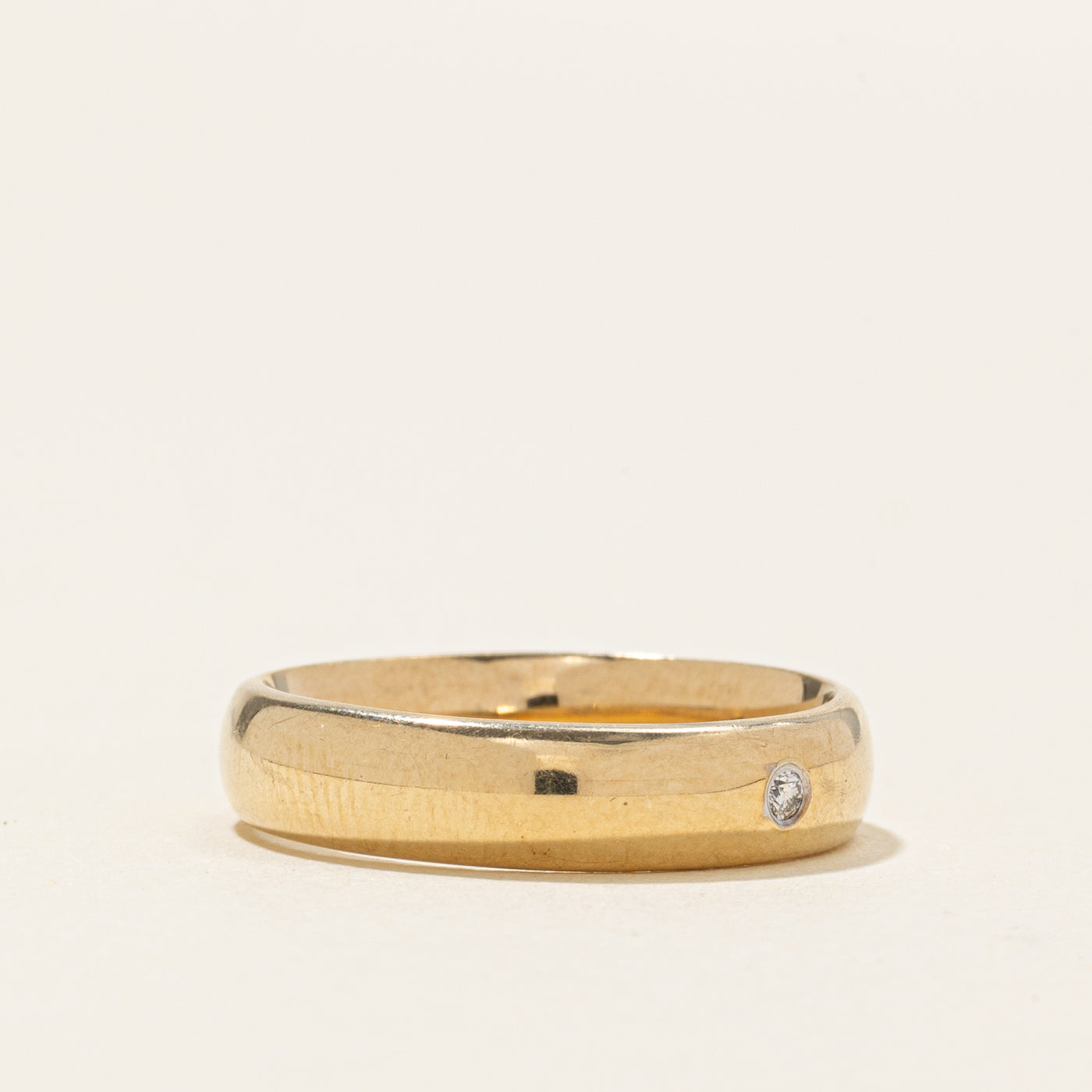 Yellow Gold Flush Set Diamond Band | SZ 6