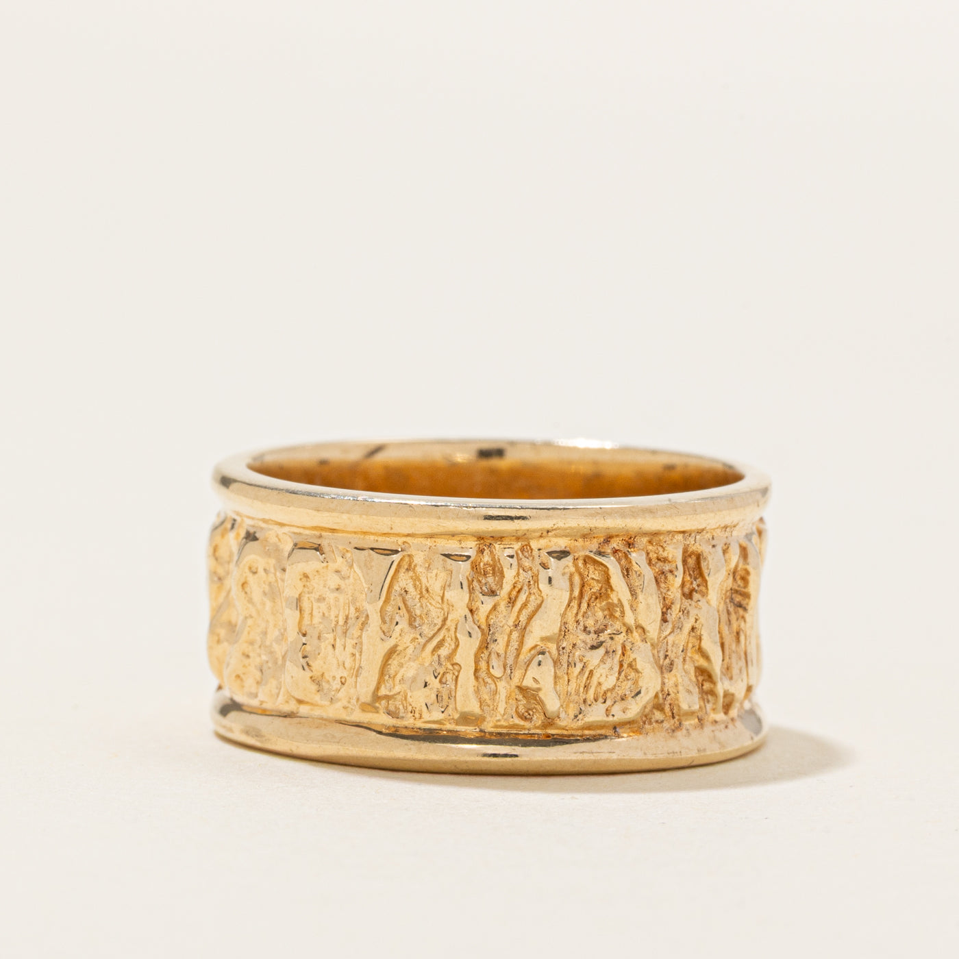'Birks' 14k Yellow Gold Textured Cigar Band | SZ 8.75