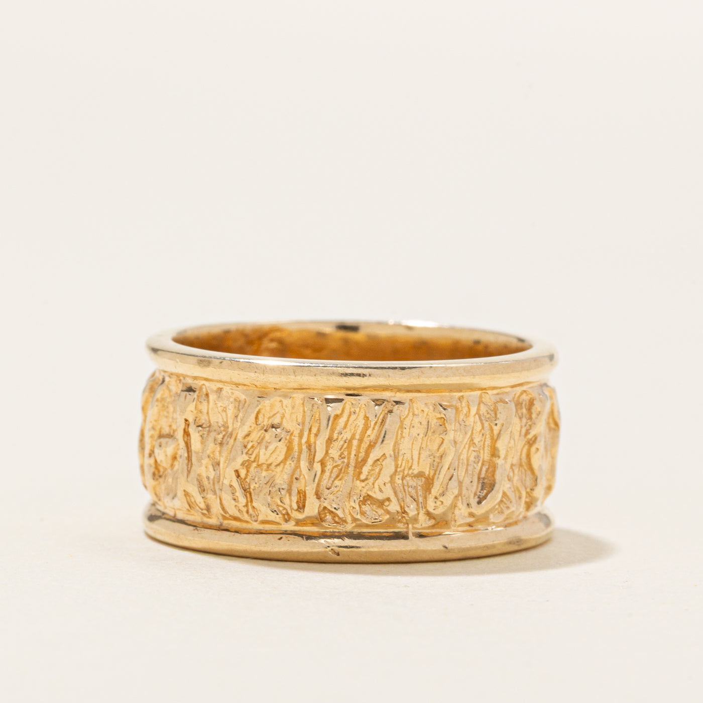 'Birks' 14k Yellow Gold Textured Cigar Band | SZ 8.75