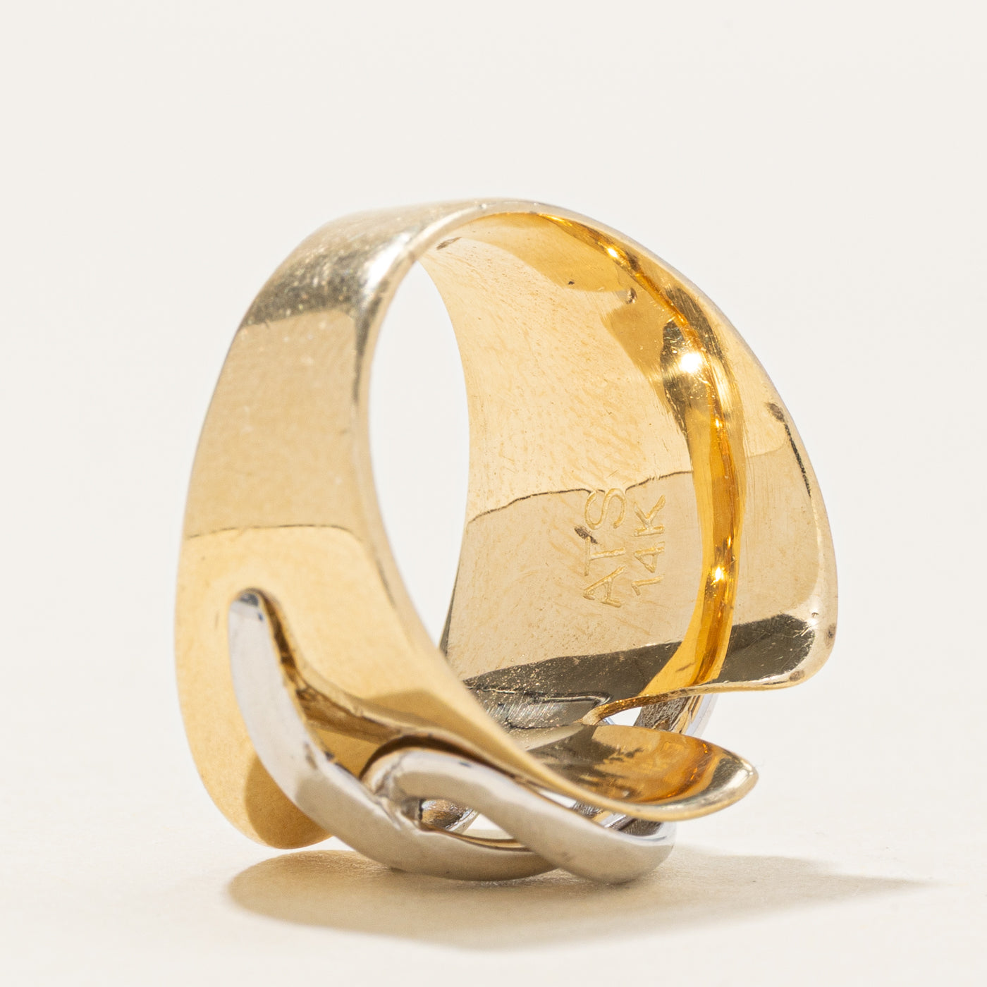 14k Yellow & White Gold Cross Over Ring | SZ 5.25