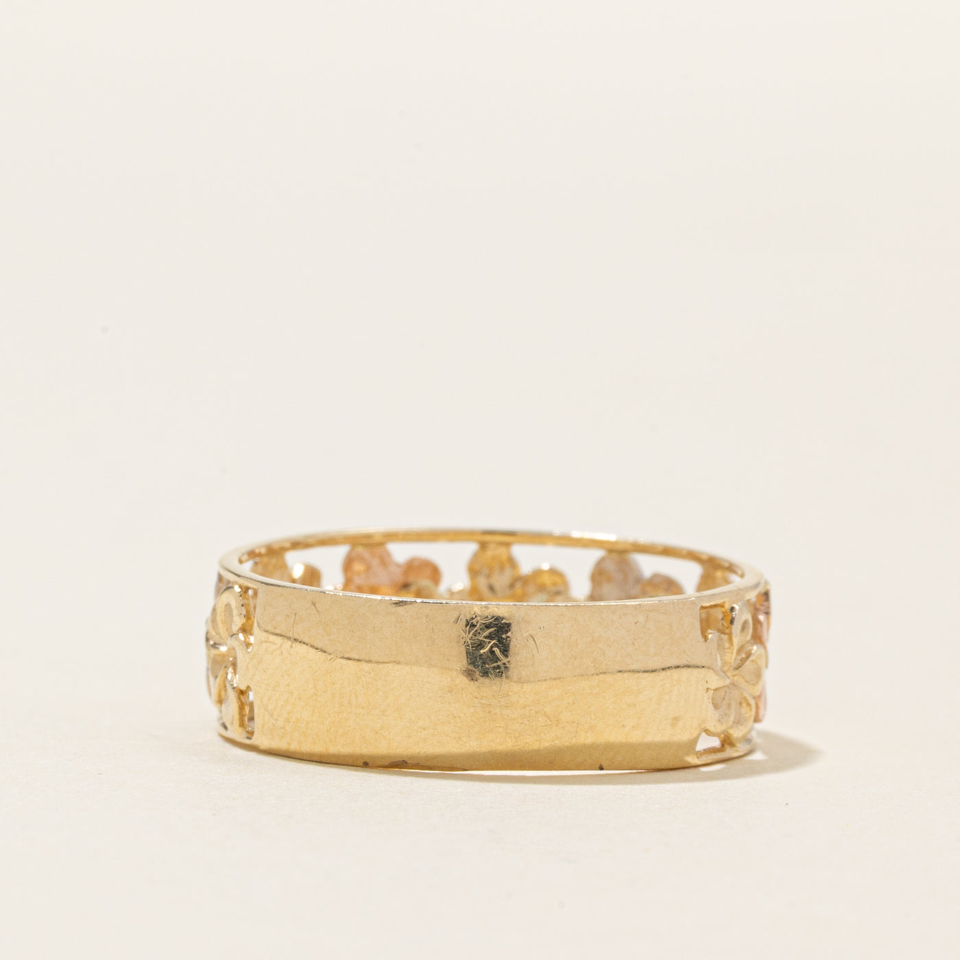 14k Tri Tone Gold Flower Band | SZ 9