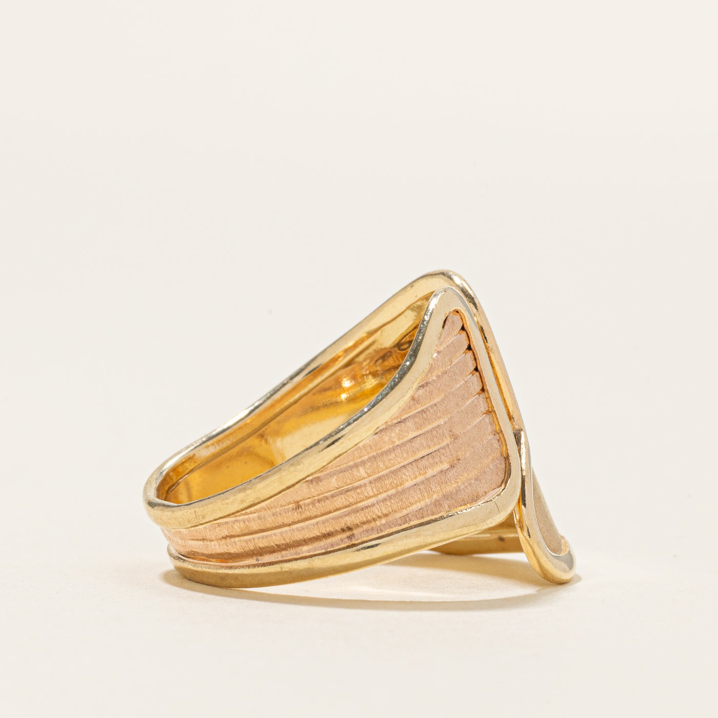 14k Yellow & Rose Gold Textured Ring | SZ 8.5