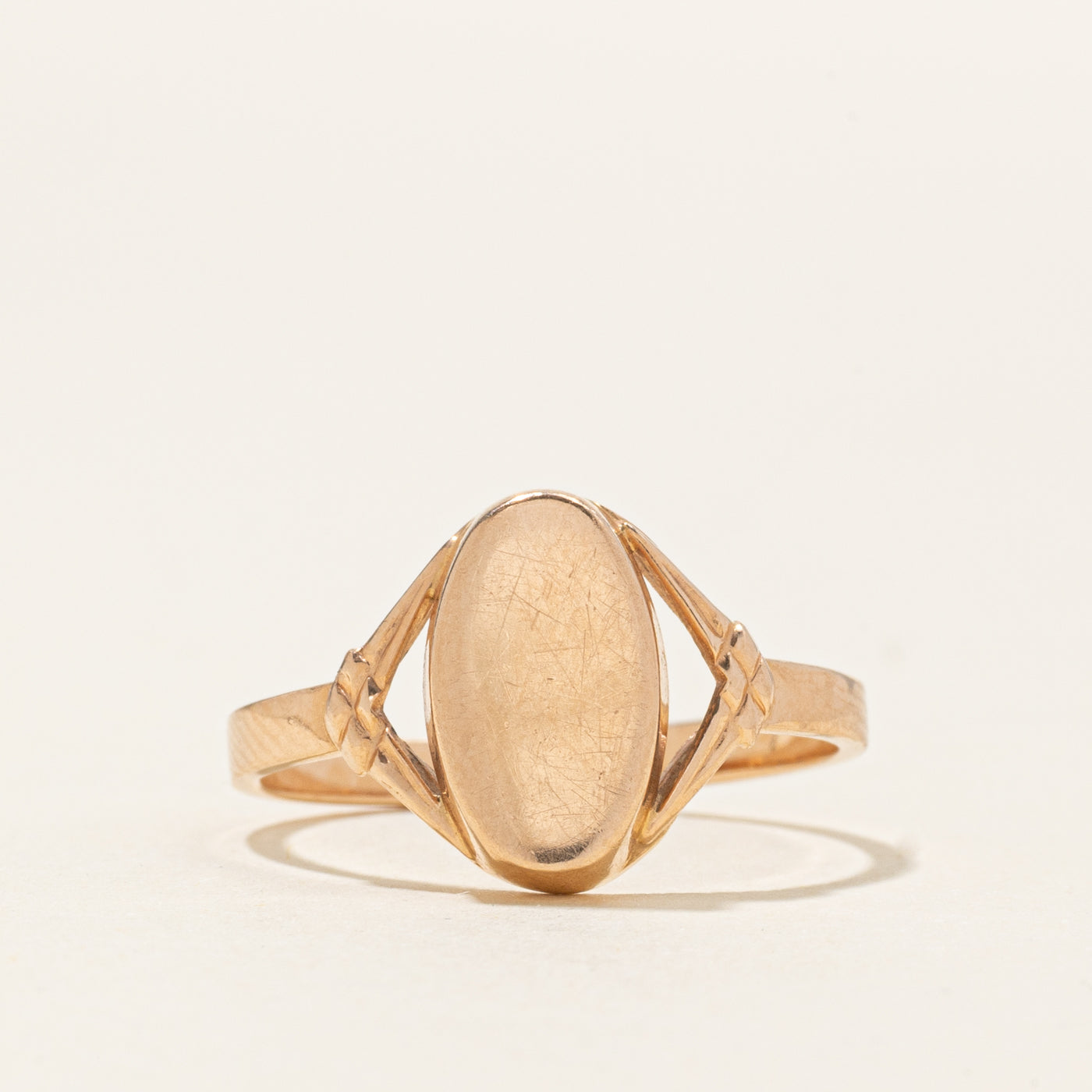 1997 Ukrainian 14k Yellow Gold Open Shank Signet Ring | SZ 7.25