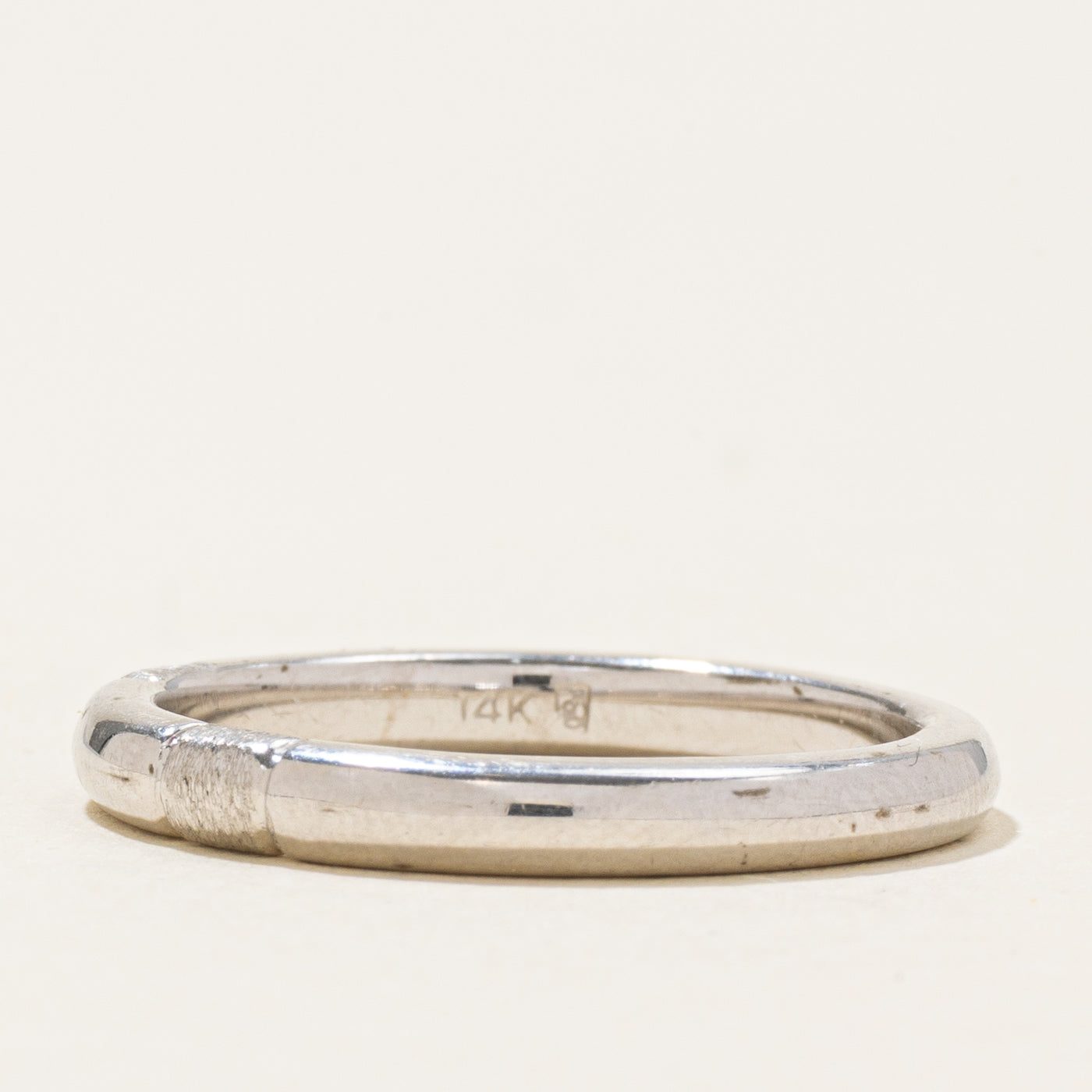 14k White Gold Textured Band | SZ 8