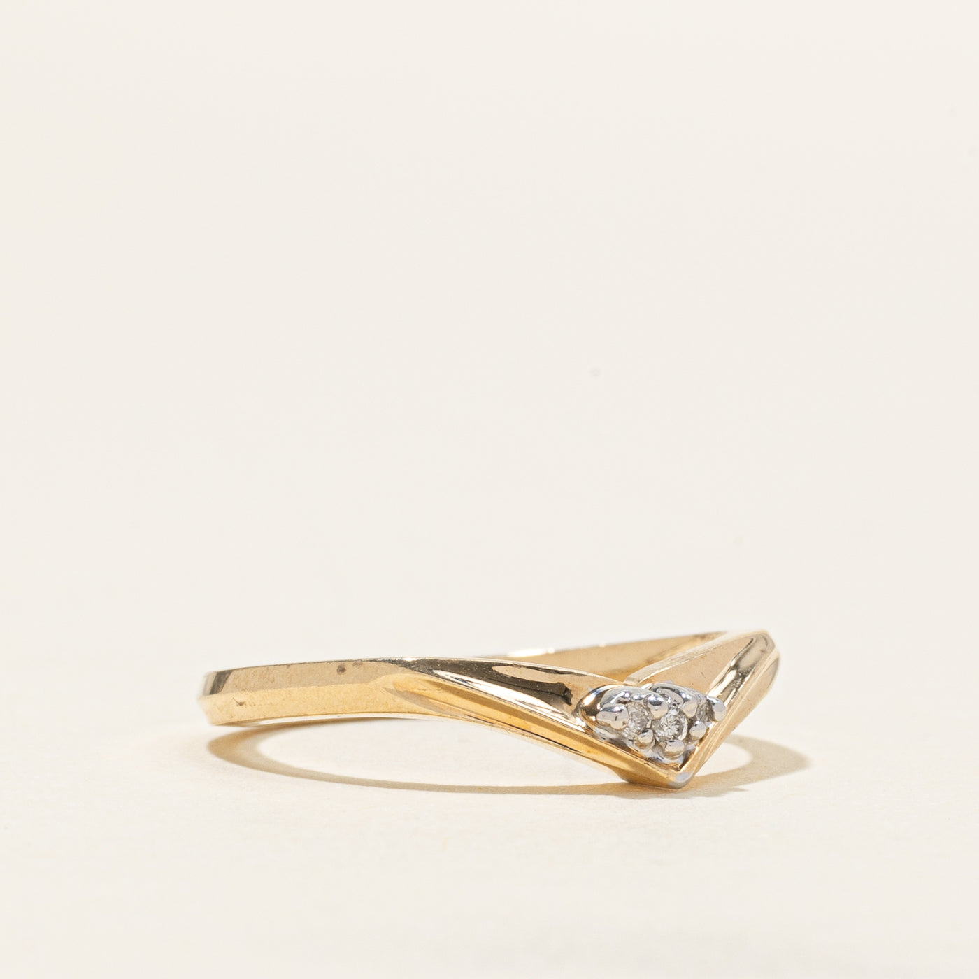 Yellow Gold Diamond Cluster Chevron Ring | SZ 6.75