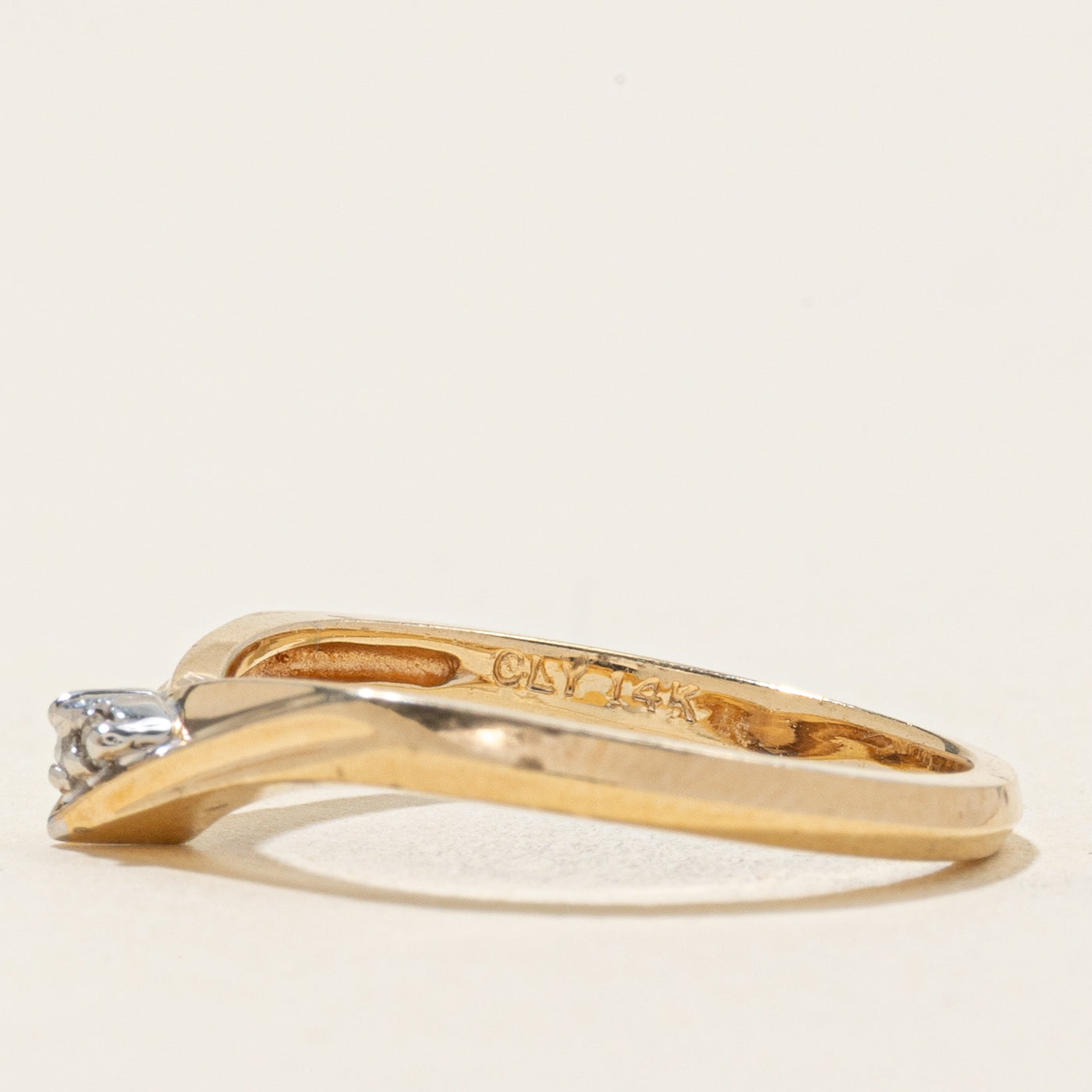 Yellow Gold Diamond Cluster Chevron Ring | SZ 6.75