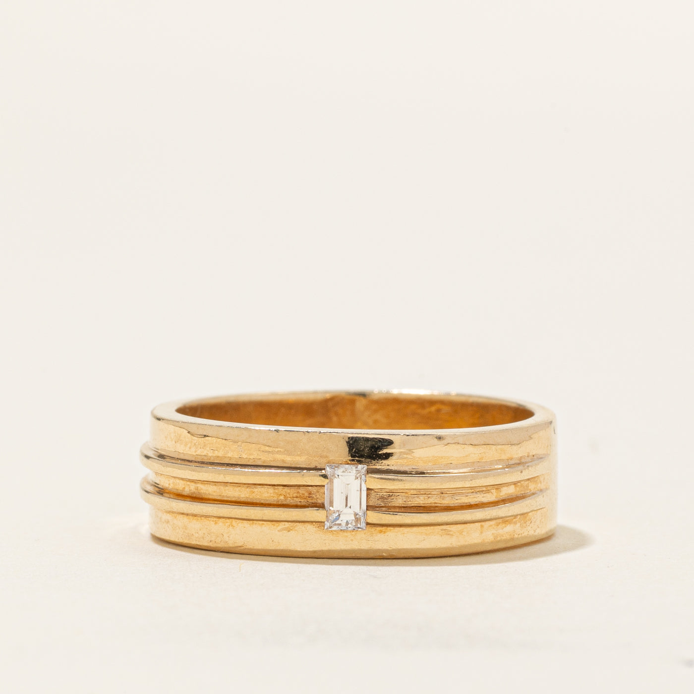 Baguette Cut Diamond Grooved Band | SZ 9.25