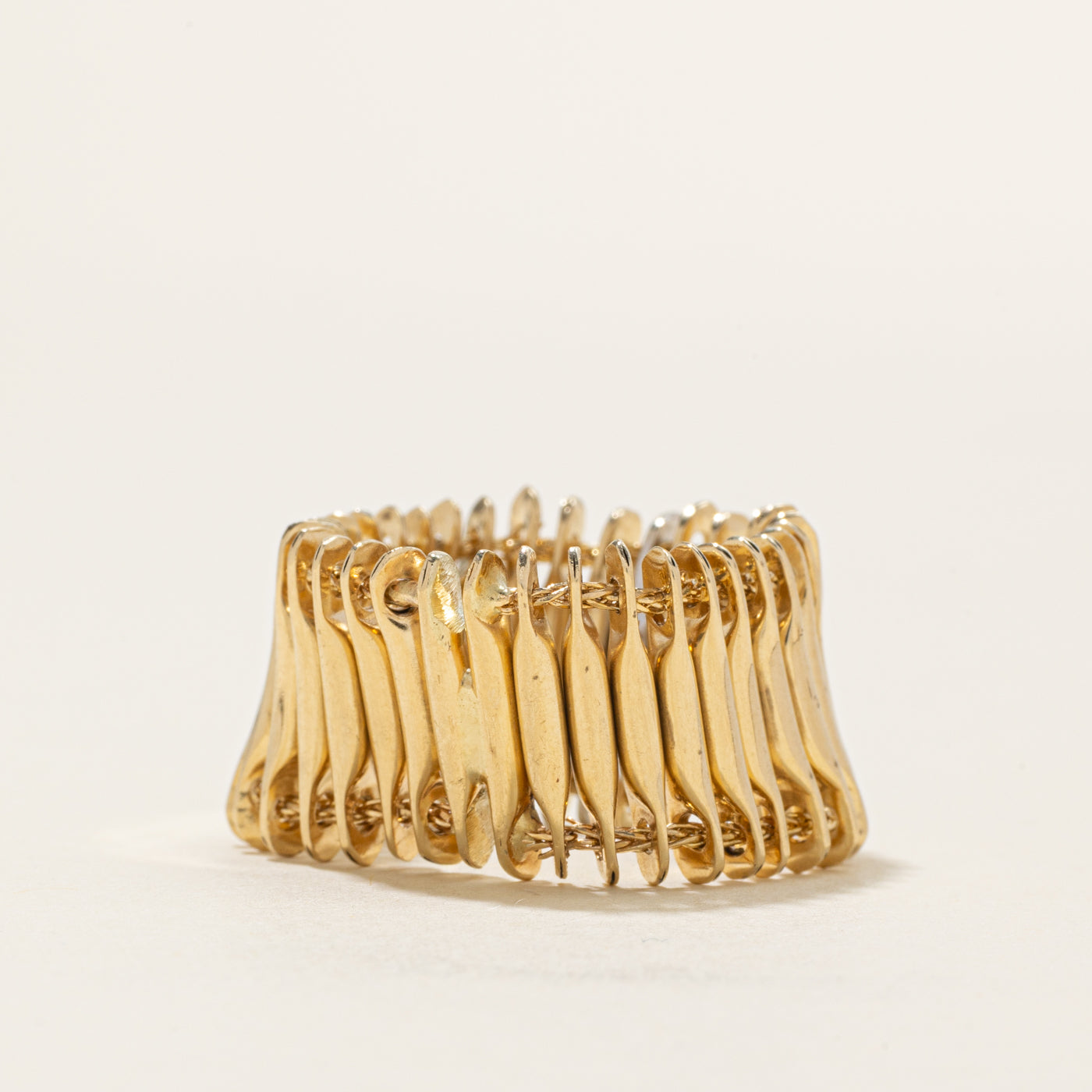 Yellow Gold Diamond Column Chain Ring | SZ 10.25
