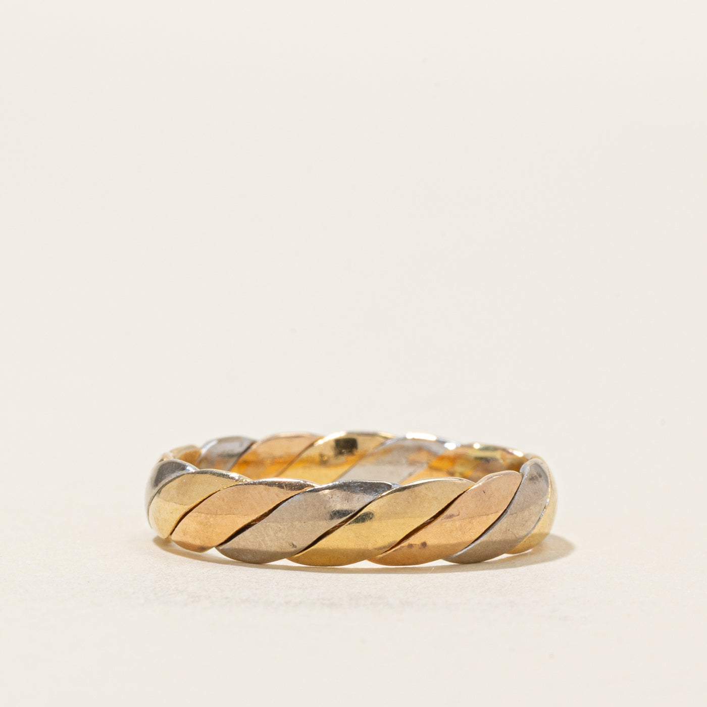 18k Tri Toned Gold Twisted Ring | SZ 7.75