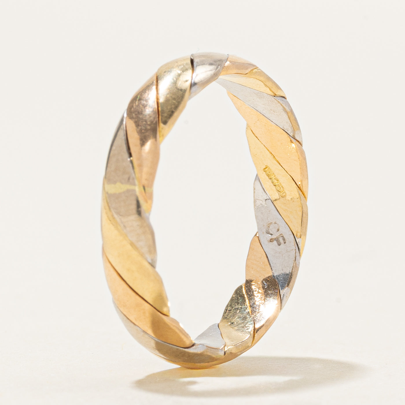 18k Tri Toned Gold Twisted Ring | SZ 7.75