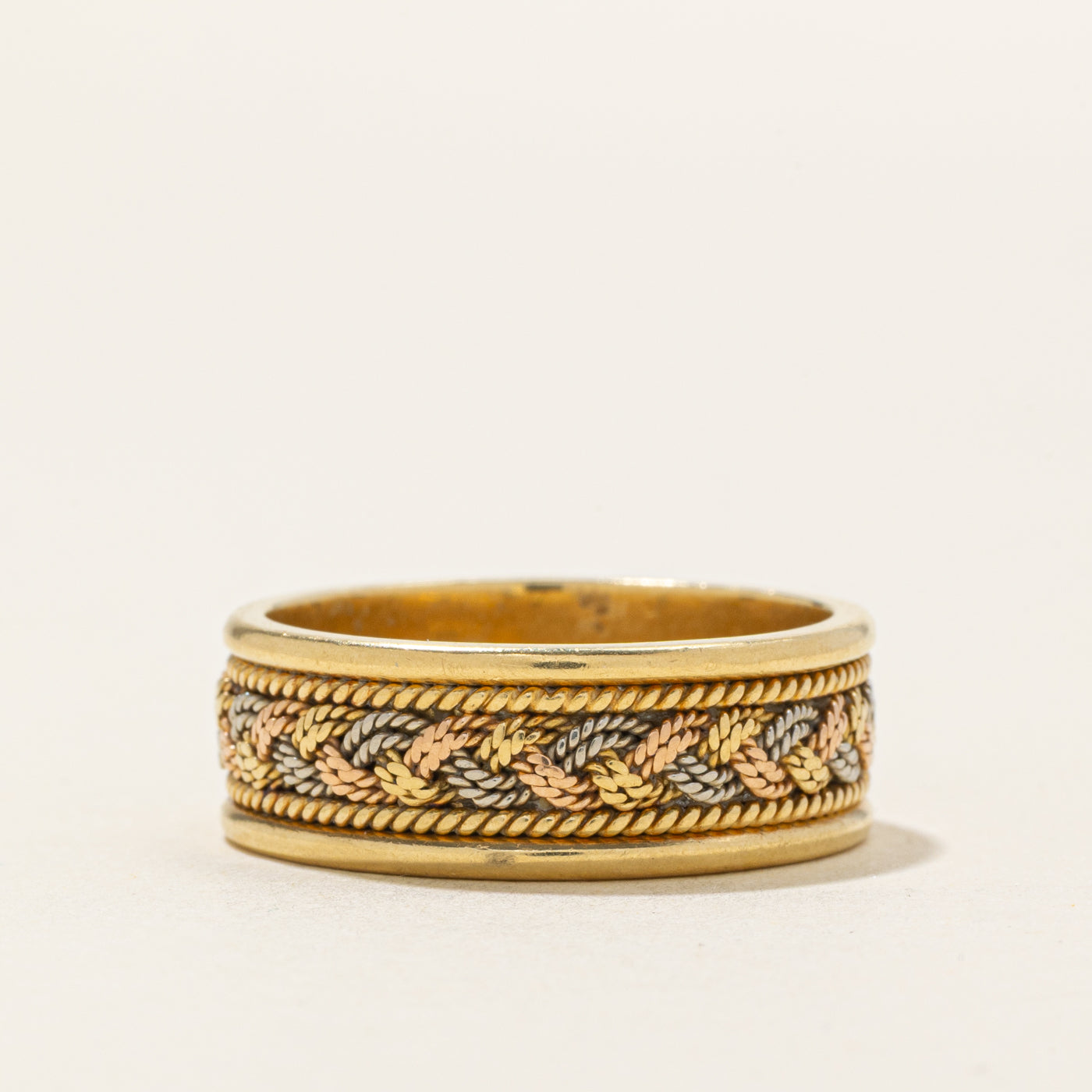 'Birks' 18k Tri Tone Gold Braided Band | SZ 9.75