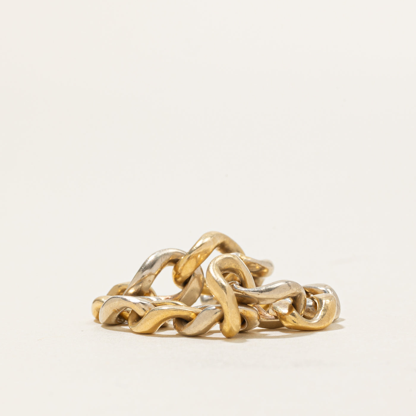 18k Yellow & White Gold Curb Link Chain Ring | SZ 11.5