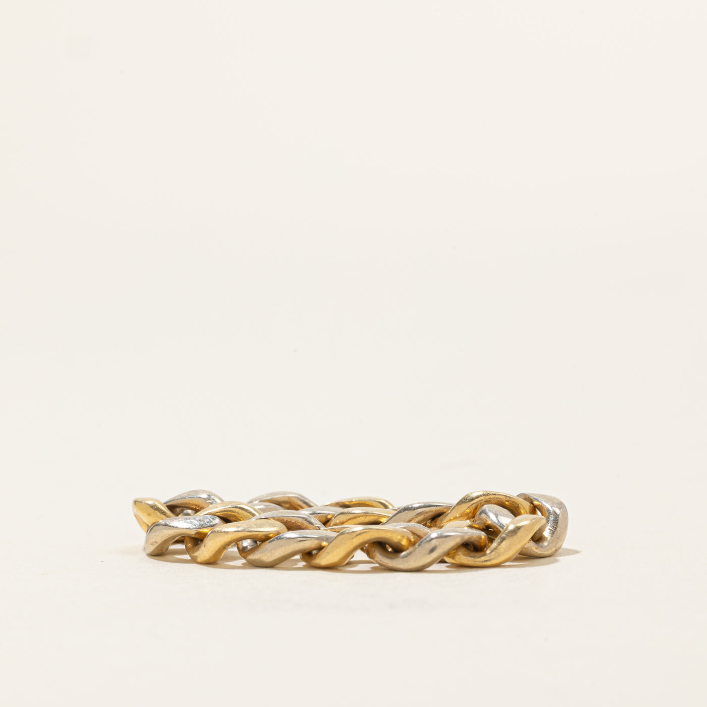 18k Yellow & White Gold Curb Link Chain Ring | SZ 11.5