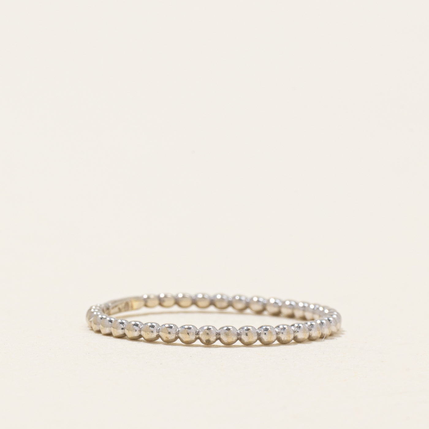 10k White Gold Beaded Band | 1.30mm | SZ 4.25