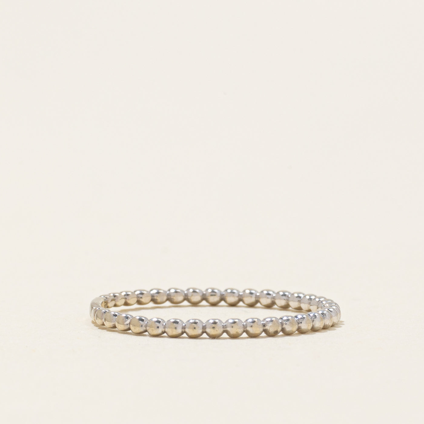 10k White Gold Beaded Band | 1.30mm | SZ 4.25