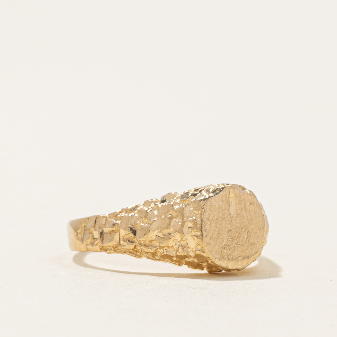 10k Yellow Gold "P" Initial Signet Ring | SZ 4.5