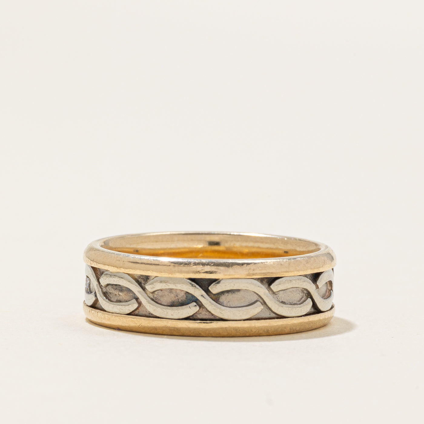 10k Two Tone Gold Woven Design Band | 6.50mm | SZ 8